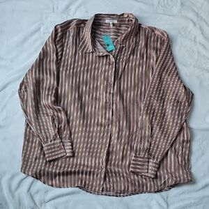 Maurices Brown and White Striped Shirt